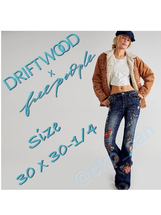 Free People Denim - Free People x Driftwood Farrah Embroidered Flare Jeans Sz 30
